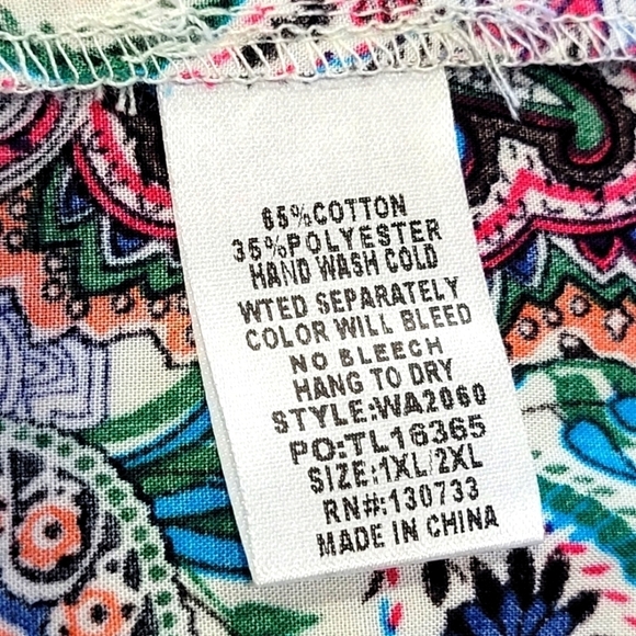 UMGEE 1X/2X Cotton Blend Colorful Paisley Fringed Kimono - Picture 5 of 6